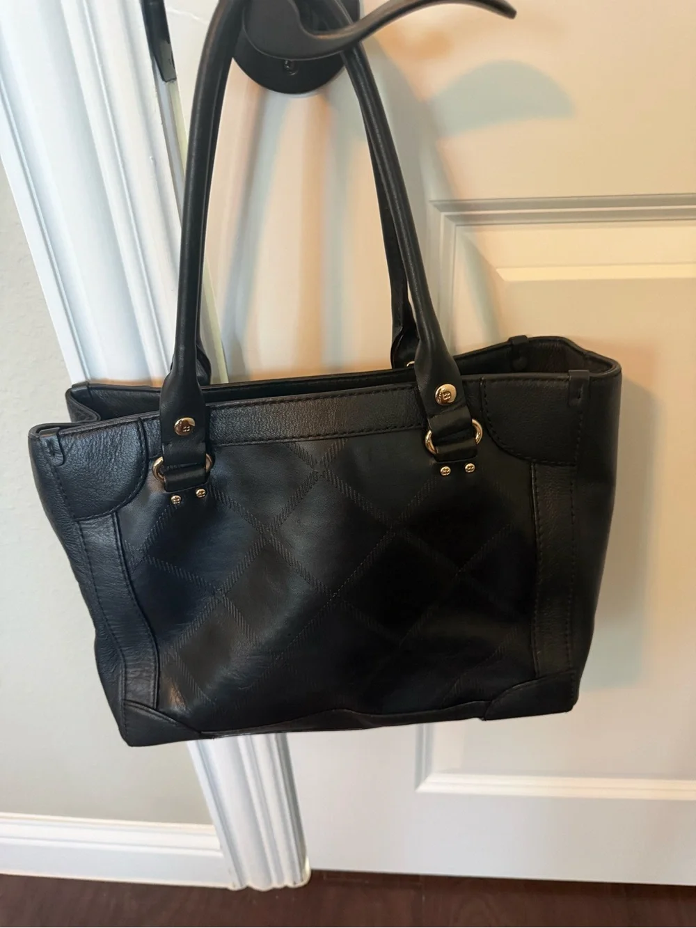 Kate Spade Black Quilted Leather Shoulder Tote with Gold Hardware. Gently used.
